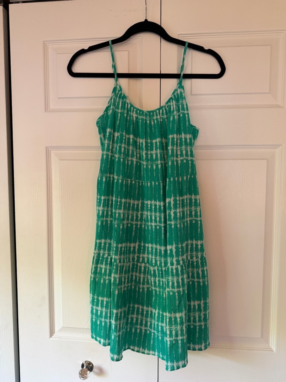 J. Crew Green and White Tie-Dye Mini Dress
